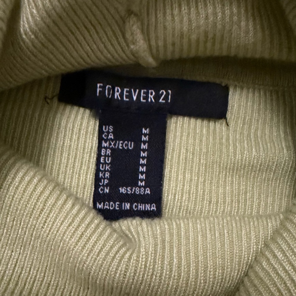 Forever 21 Lime Green Ribbed Cropped Turtleneck Sweater - Picture 3 of 5